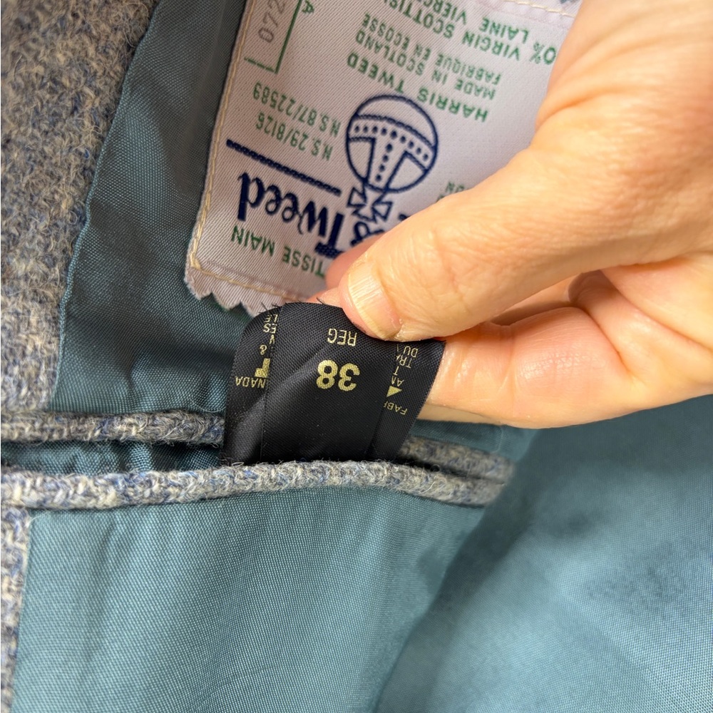 Vintage Harris Tweed Sport Coat Mens 38R Gray Blue Wool Retro Made in Canada - Picture 12 of 14